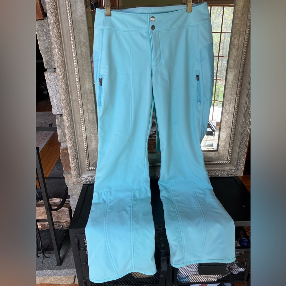 Athleta Ski Snow Pants Womens light green/blue Fleece lining some signs of wear